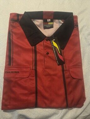Final Decision Red and Black Soccer Referee Polo Shirt Long Sleeves AL
